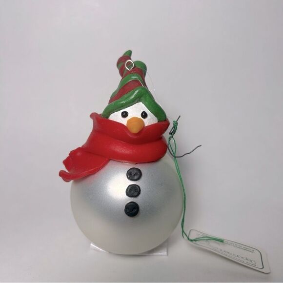 Vintage Department 56 Mercury Glass Snowman Red Scarf Glass Ball Ornament - Picture 1 of 6